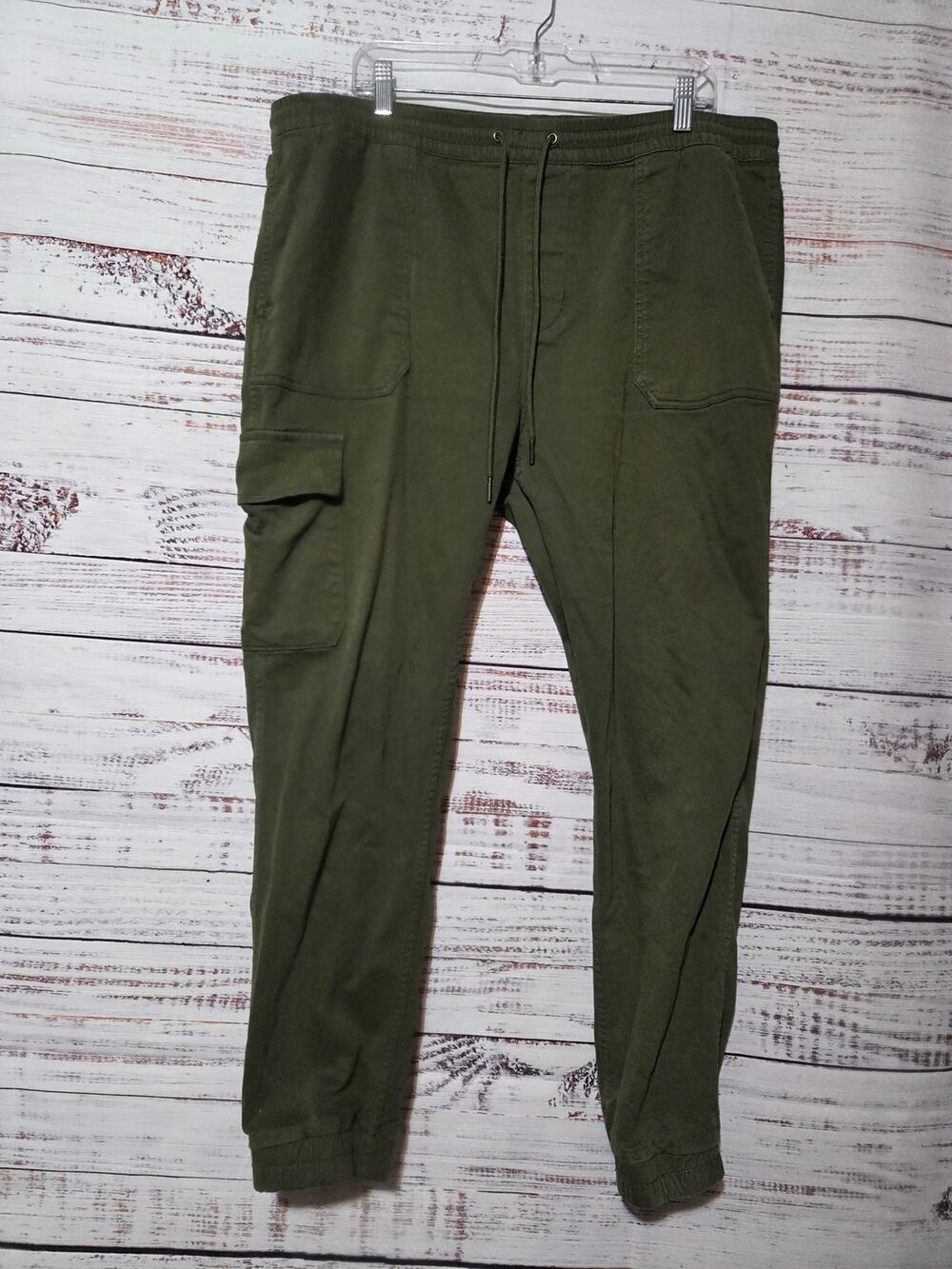 Joes Jogger Drawstring Pants Mens XL Army Green Cargo Pockets